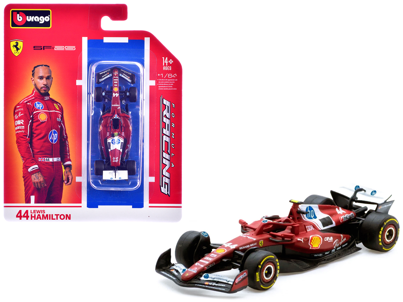 Ferrari SF-25 #44 Lewis Hamilton Formula One F1 World Championship (2025) "Formula Racing" Series 1/64 Diecast Model Car by Bburago