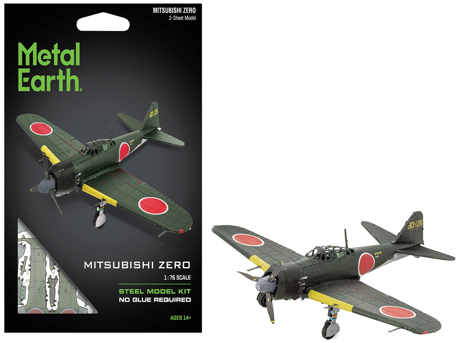 Model Kit Mitsubishi A6M Zero Fighter Aircraft "World War II" Imperial Japanese Navy (Moderate Difficulty) Steel Model by Metal Earth
