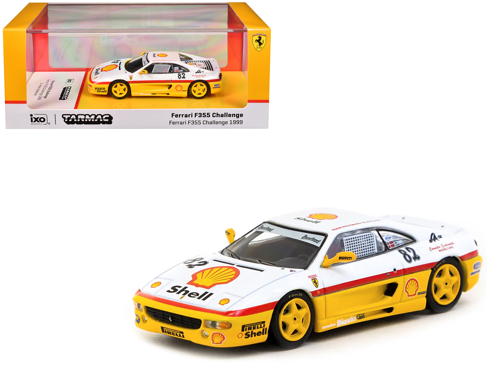 Ferrari F355 Challenge #82 Peter Andersen "Team Kroymans - Shell Oil" "Ferrari F355 Challenge" (1999) "Hobby64" Series 1/64 Diecast Model Car by Tarmac Works