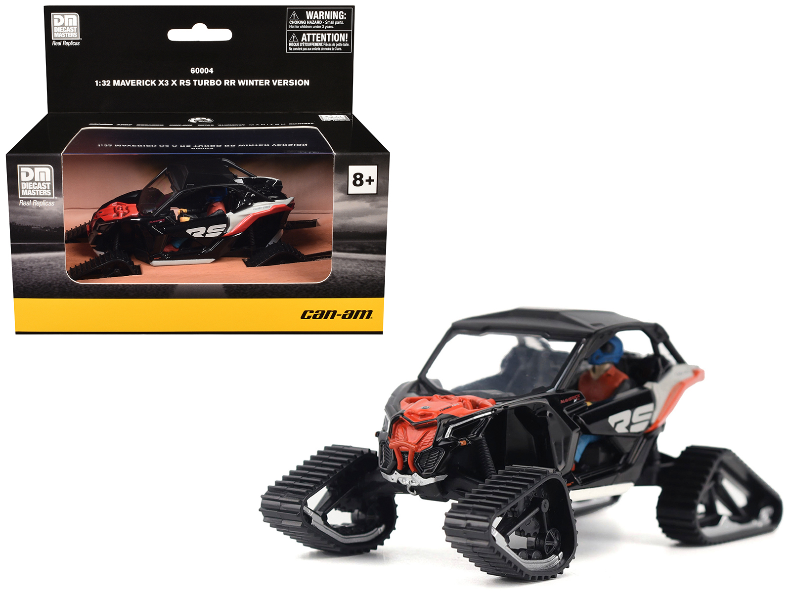Can-Am Maverick X3 X RS Turbo RR Winter Version Chalk Gray and Magma Red with Driver Figure 1/32 Diecast Model by BRP Models