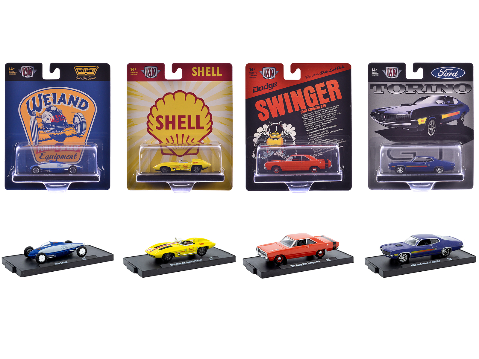 "Auto-Drivers" Set of 4 pieces in Blister Packs Release 126 Limited Edition to 9600 pieces Worldwide 1/64 Diecast Model Cars by M2 Machines