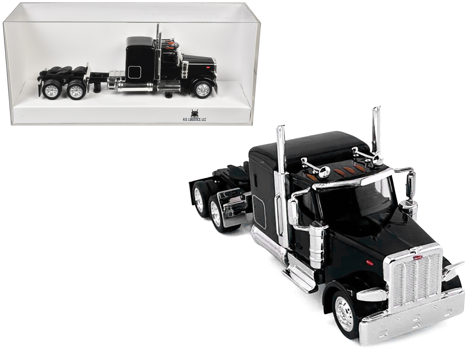 Peterbilt 589 Truck with 72 Inch Sleeper Black 1/87 (HO) Plastic Model Car by HO Logistics