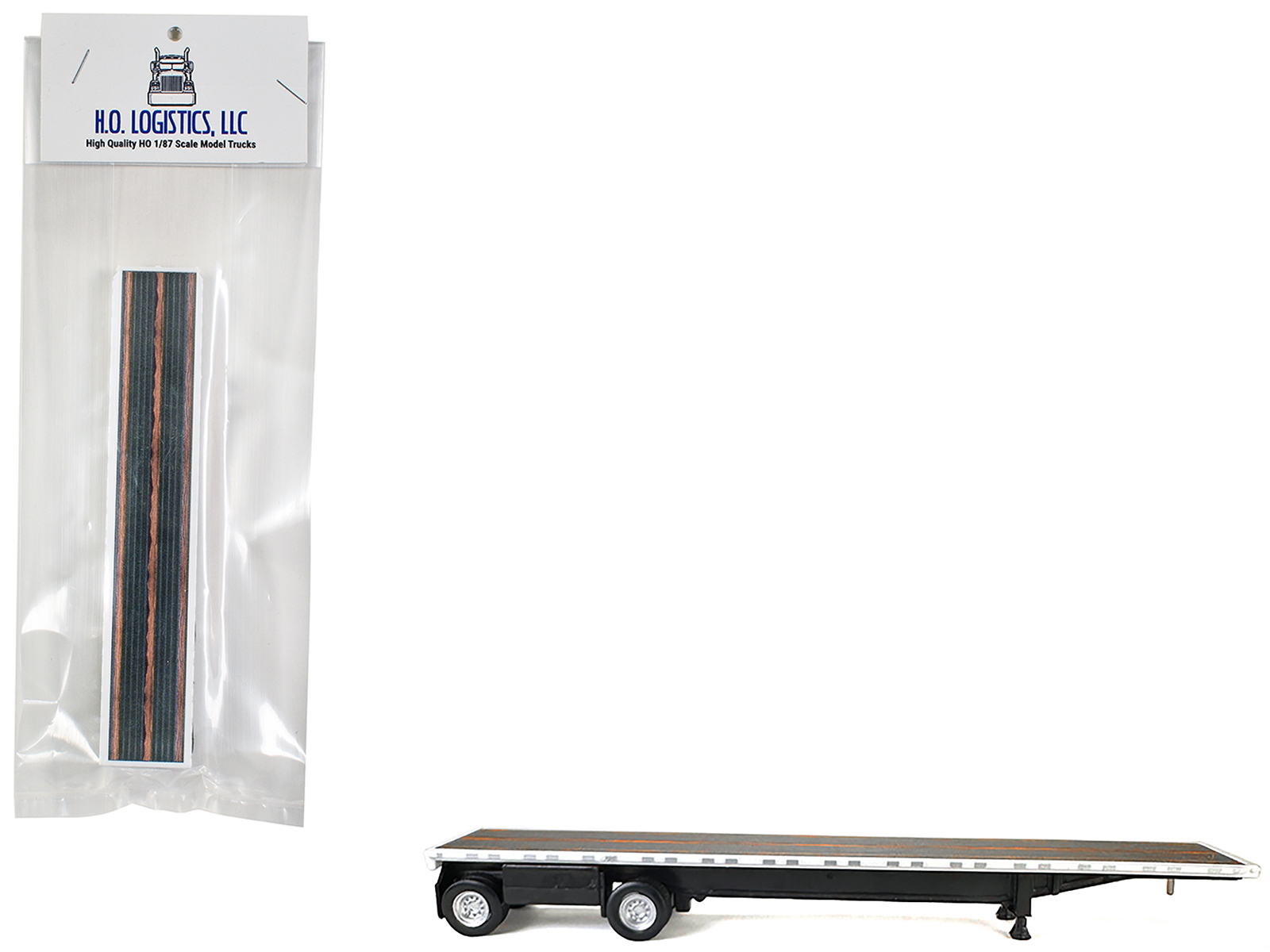 High Boy Spread Axle Flatbed Trailer White 1/87 (HO) Plastic Model Car by HO Logistics