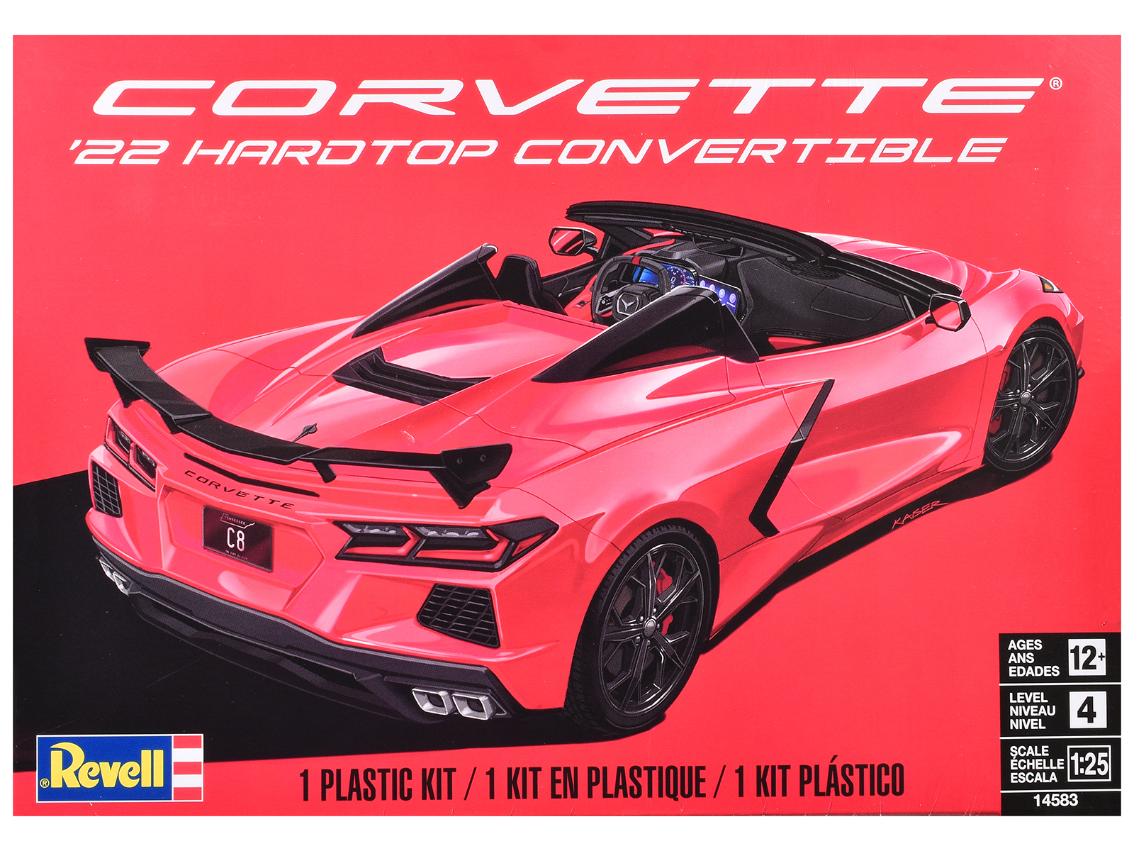 Level 4 Model Kit 2022 Chevrolet Corvette C8 Hardtop Convertible 1/25 Scale Model by Revell
