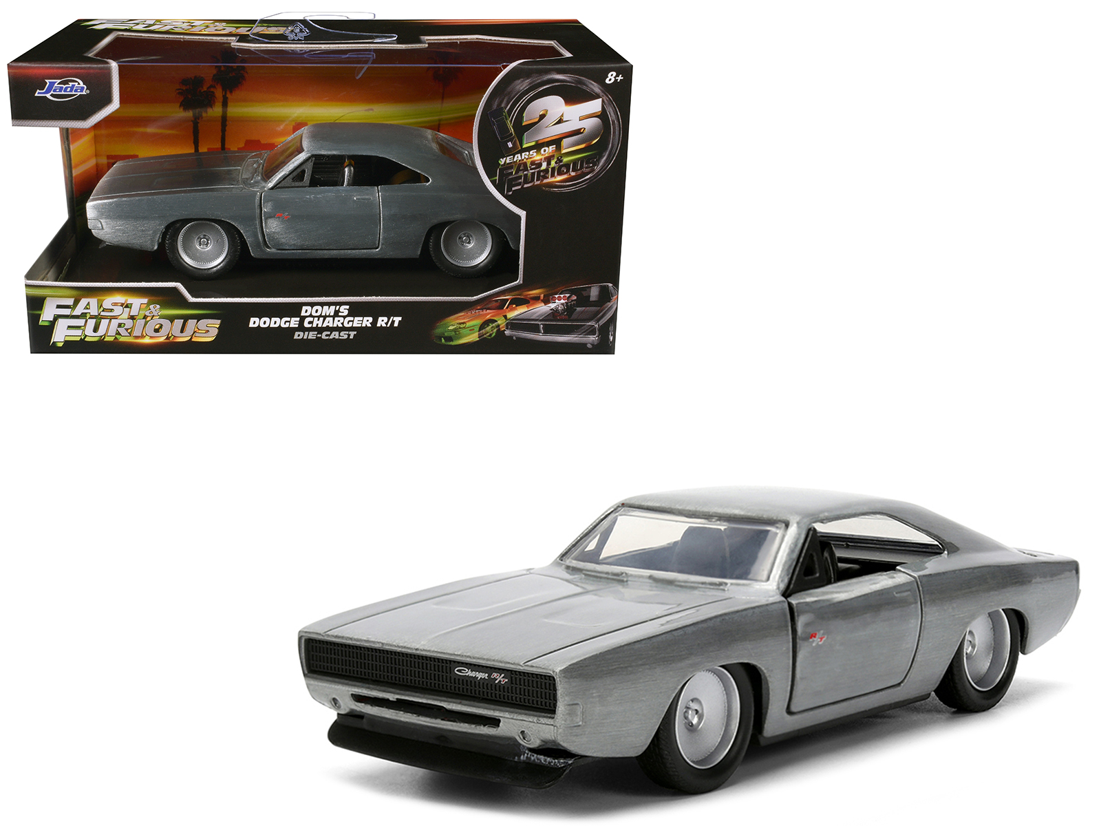 Dom's Dodge Charger R/T Raw Metal "Fast & Furious 7" (2015) Movie 1/32 Diecast Model Car by Jada