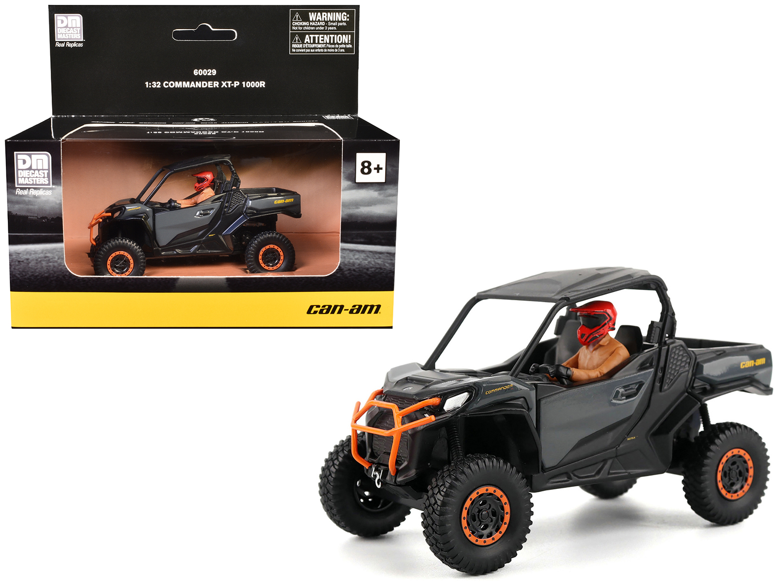 Can-Am Commander XT-P 1000R Gray and Orange with Driver Figure 1/32 Diecast Model by BRP Models
