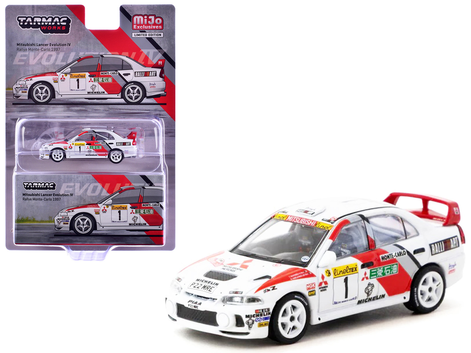Mitsubishi Lancer Evolution IV #1 Tommi Makinen - Seppo Harjanne 3rd Place "Monte Carlo Rally" (1997) "Global64" Series 1/64 Diecast Model by Tarmac Works