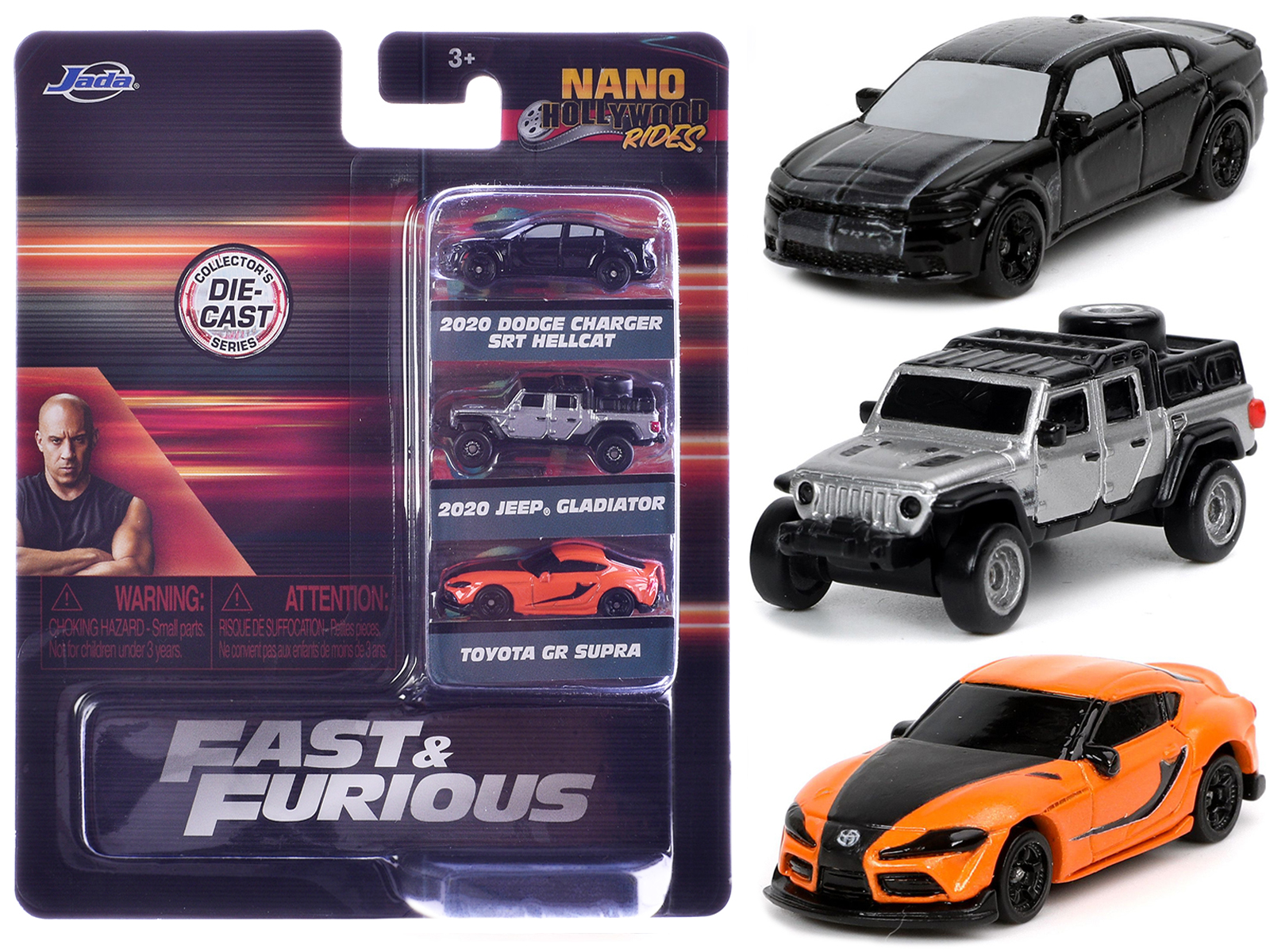 "Fast & Furious 9" (2021) Movie 3 piece Set "Nano Hollywood Rides" Series Diecast Model Cars by Jada