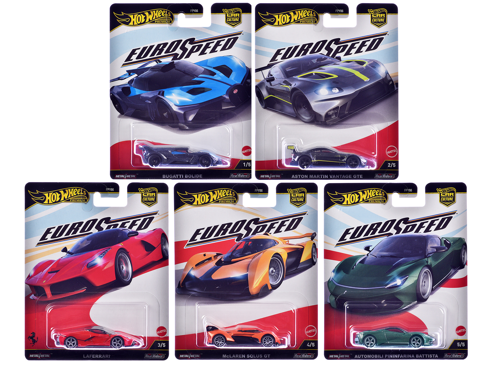 "Euro Speed" 5 piece Set "Car Culture" 2025 Series L Diecast Model Cars by Hot Wheels