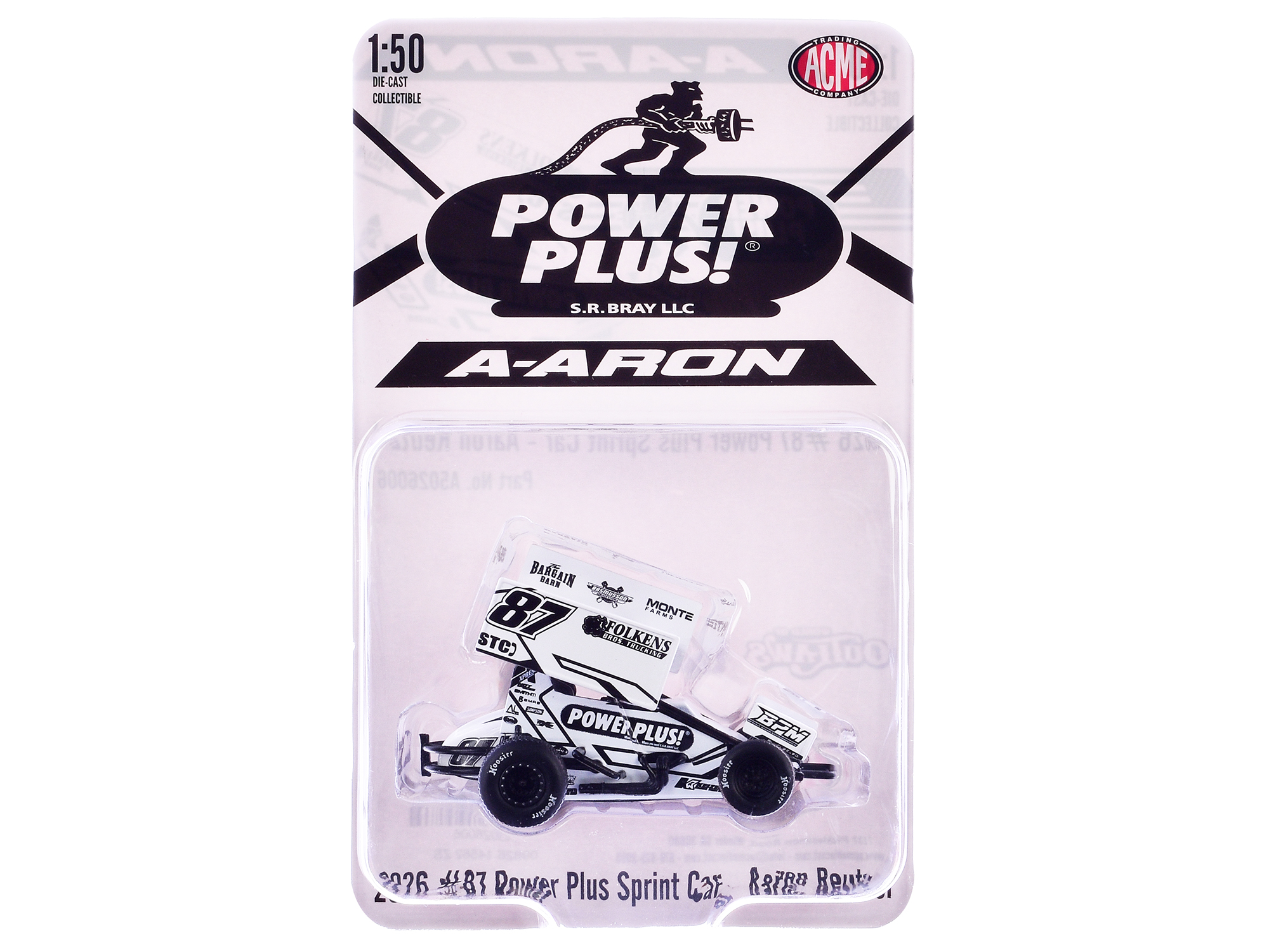 Winged Sprint Car #87 Aaron Reutzel "Power Plus" White (2026) 1/50 Diecast Model Car by ACME
