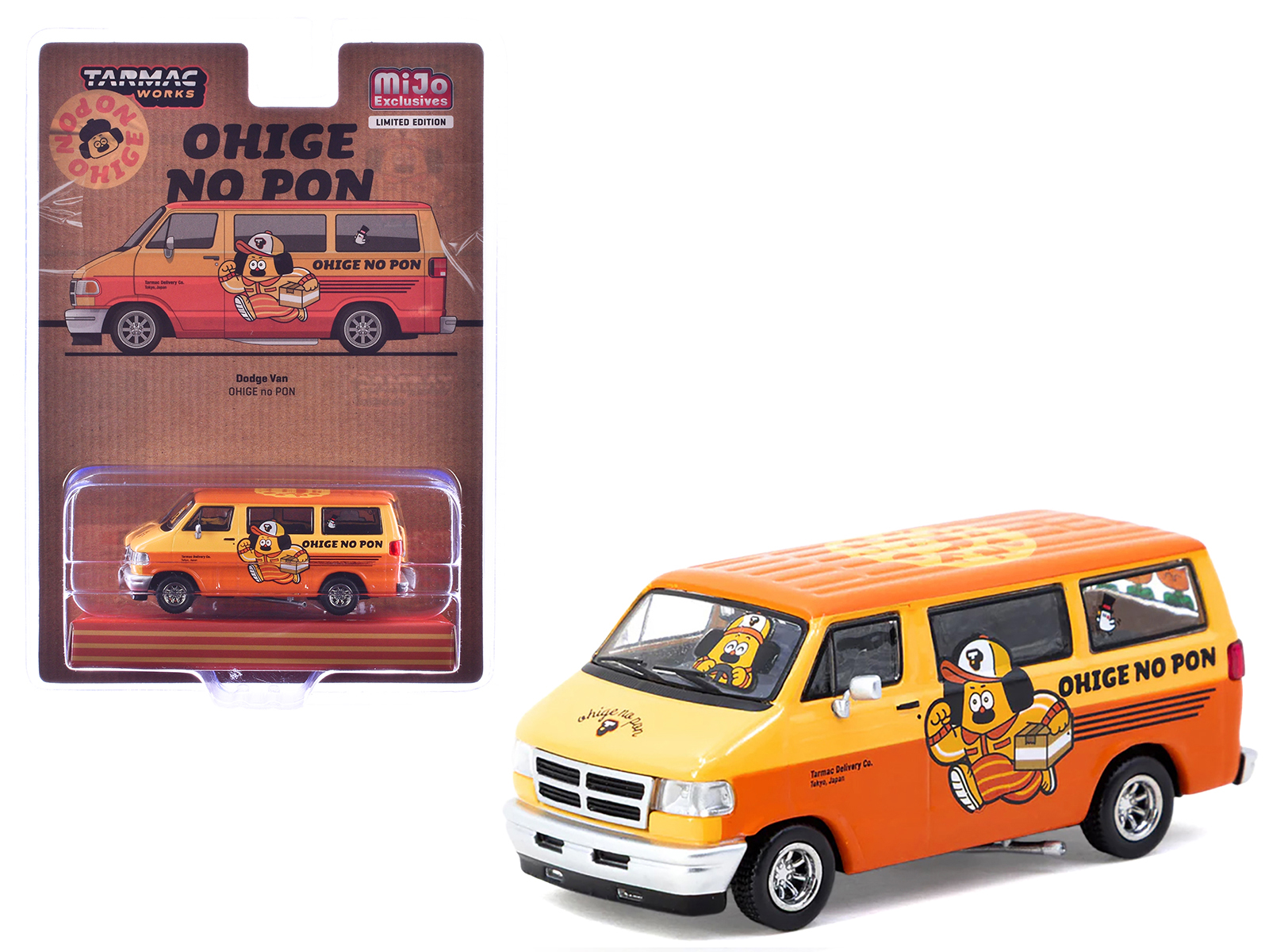 Dodge Van "Ohige no Pon" Orange Two-Tone "Global64" Series 1/64 Diecast Model by Tarmac Works