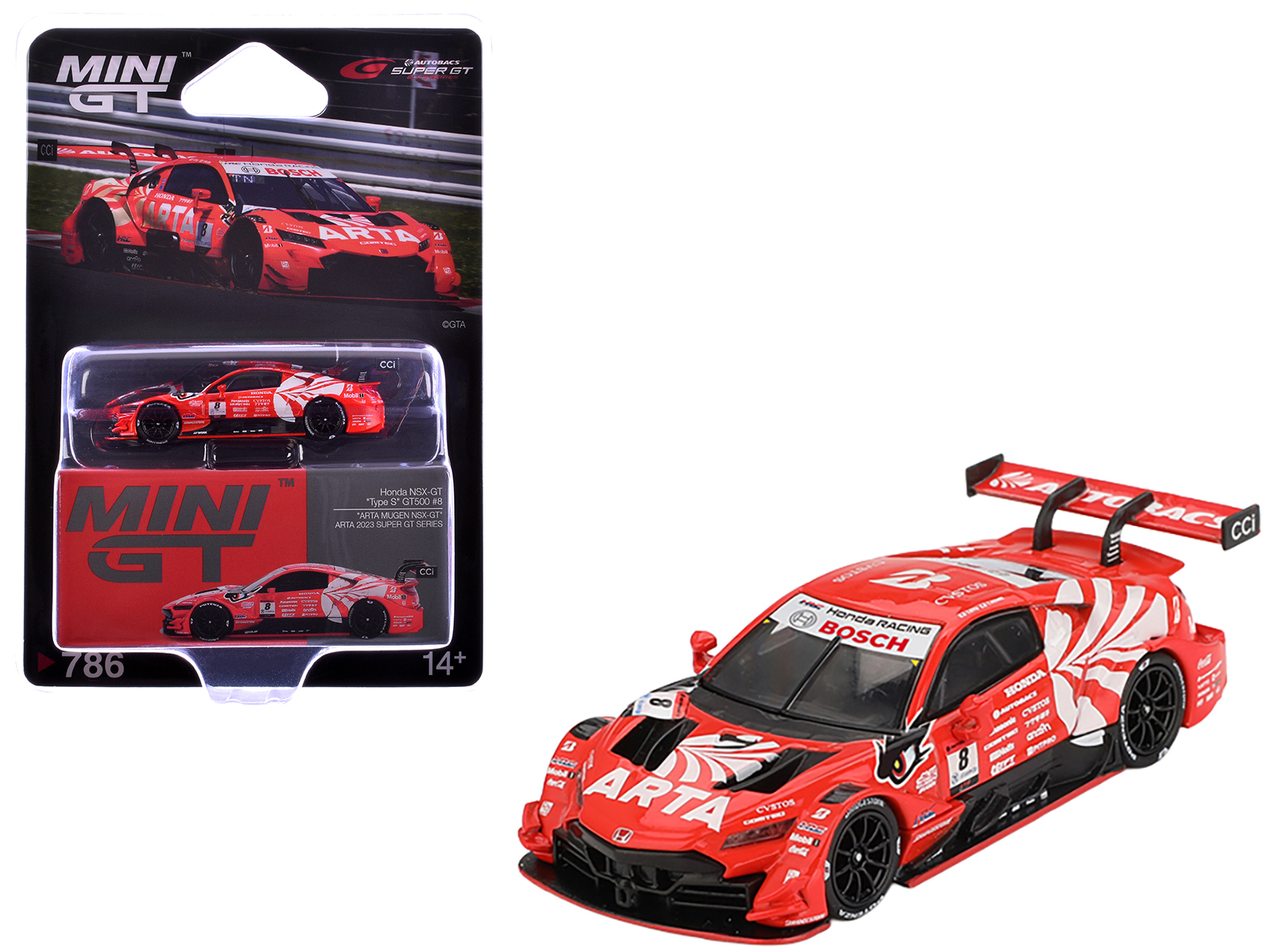 Honda NSX-GT "Type S" GT500 #8 Tomoki Nojiri - Toshiki Oyu "ARTA" "Super GT Series" (2023) Limited Edition 1/64 Diecast Model Car by Mini GT
