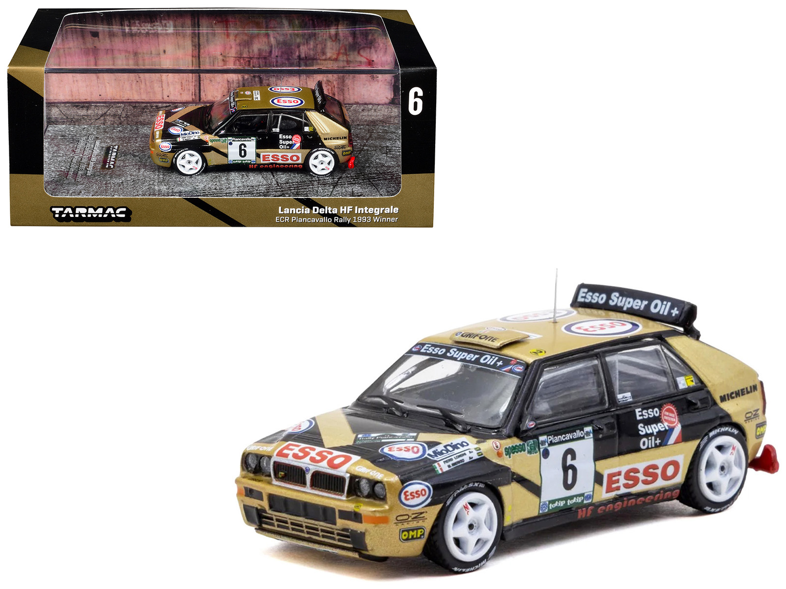 Lancia Delta HF Integrale #6 Piero Longhi - Maurizio Imerito "Esso" Winner "ECR Piancavallo Rally" (1993) "Hobby64" 1/64 Diecast Model Car by Tarmac Works
