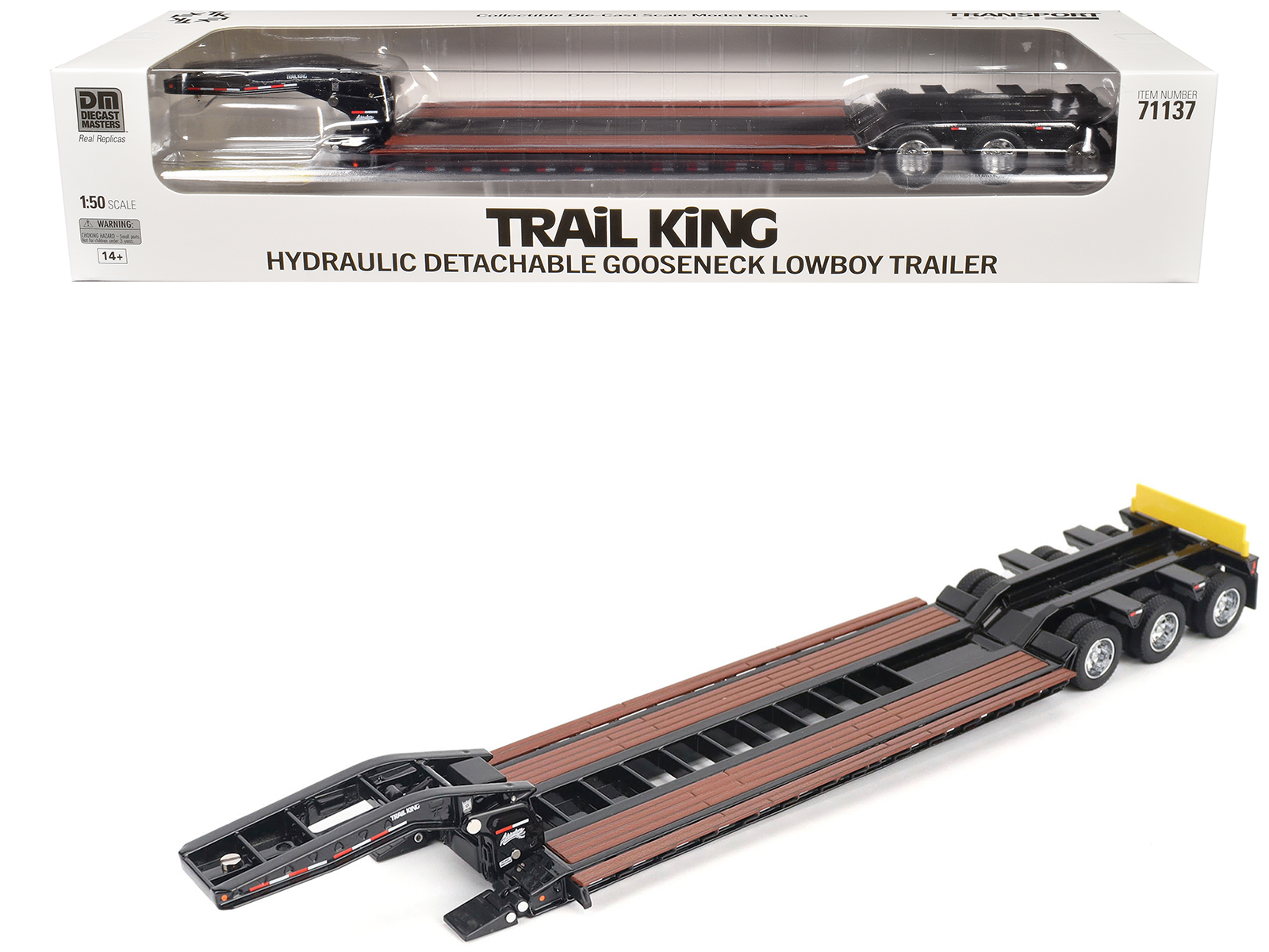 Trail King TK120 Hydraulic Detachable Gooseneck Lowboy Trailer Black (Outrigger Version) "Transport Series" 1/50 Diecast Model by Diecast Masters