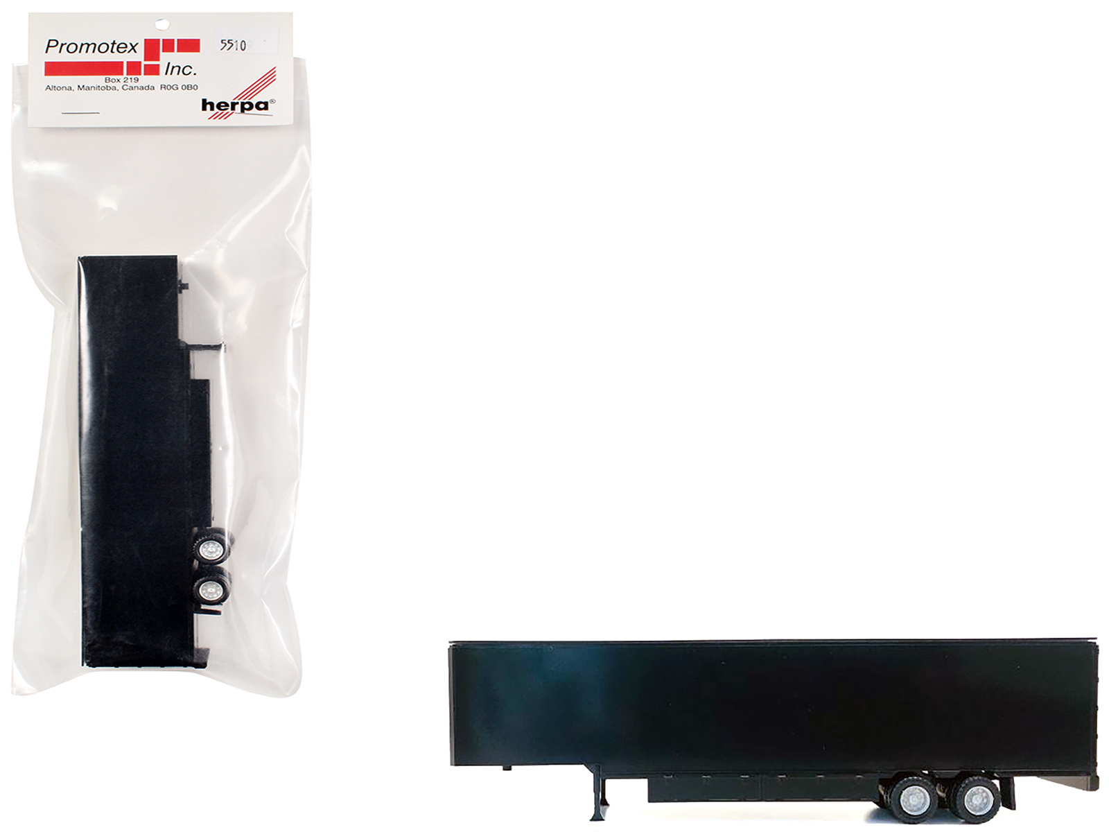 48ft Moving Van Trailer Black 1/87 (HO) Plastic Model by Promotex