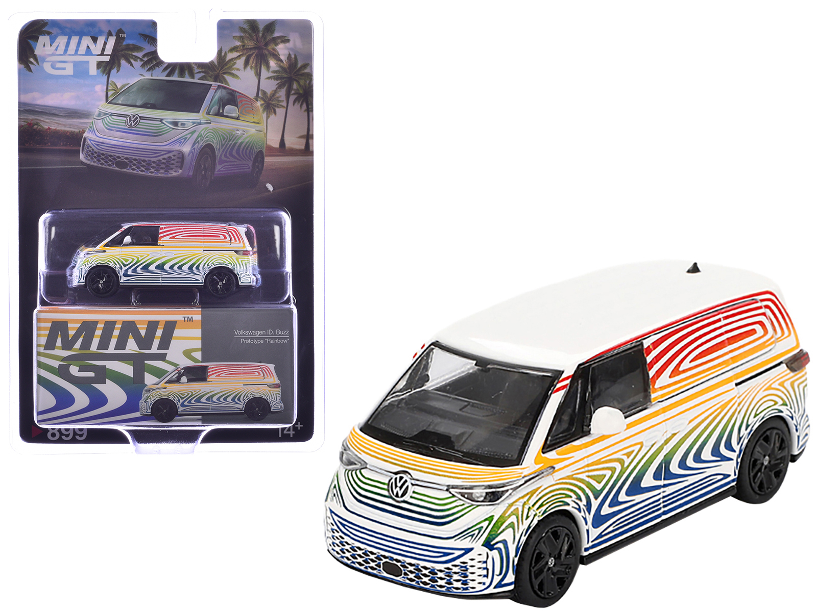 Volkswagen ID. Buzz Van Prototype "Rainbow" Limited Edition 1/64 Diecast Model Car by Mini GT