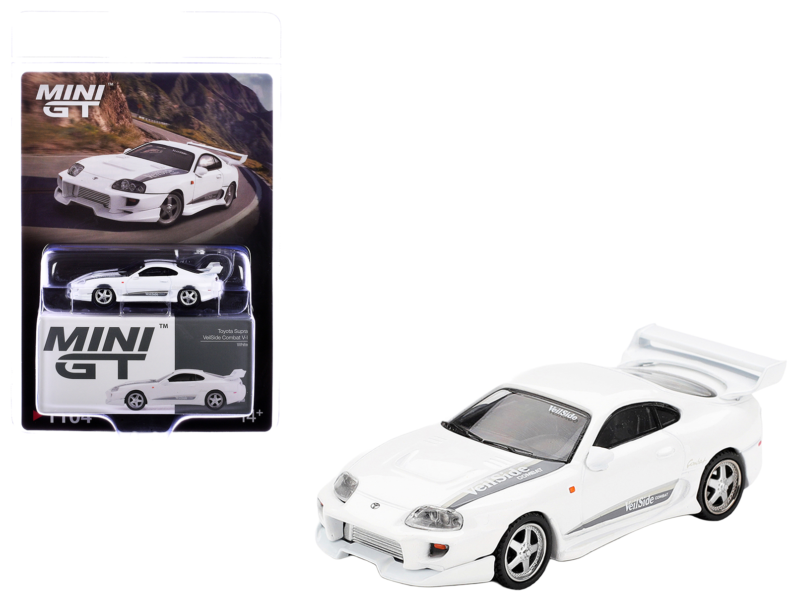 Toyota Supra "VeilSide Combat V-I" White Limited Edition 1/64 Die Cast Model Car by Mini GT
