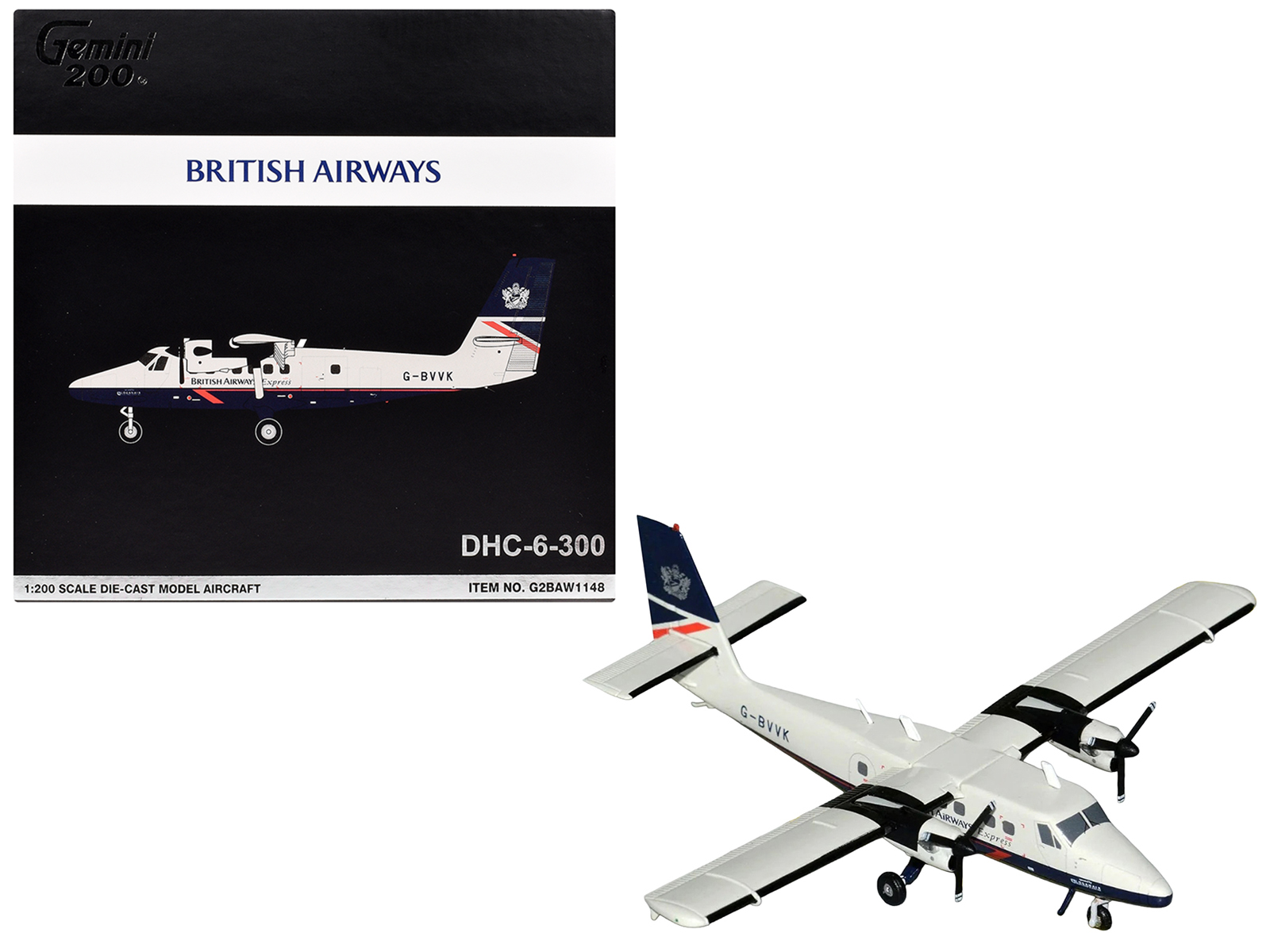 De Havilland DHC-6-300 Commercial Aircraft "British Airways Express" (N803AK) Gray with Blue Tail "Gemini 200" Series 1/200 Diecast Model Airplane by GeminiJets
