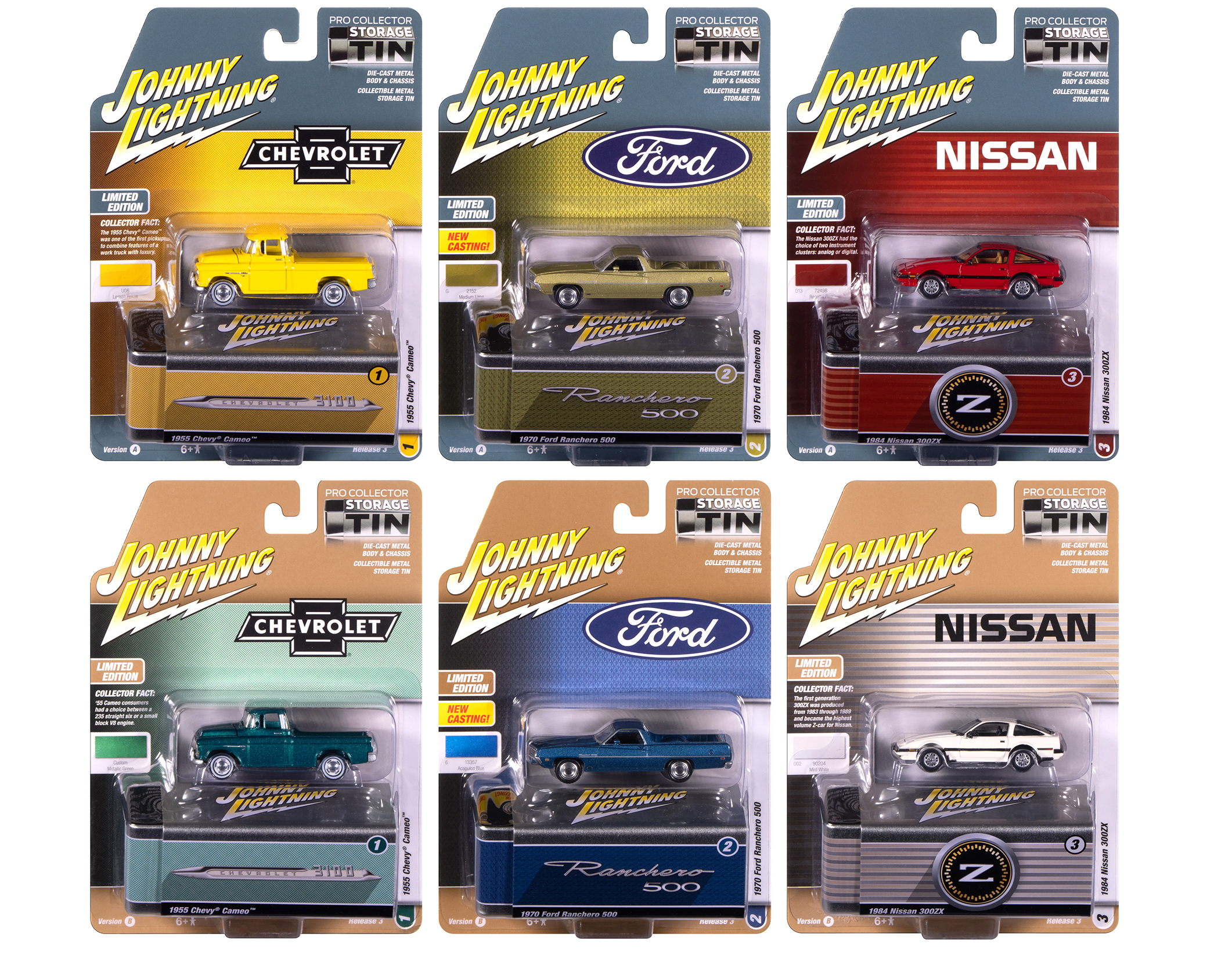 Johnny Lightning Collector's Tin 2025 Set of 6 Cars Release 3 Limited Edition 1/64 Diecast Model Cars by Johnny Lightning