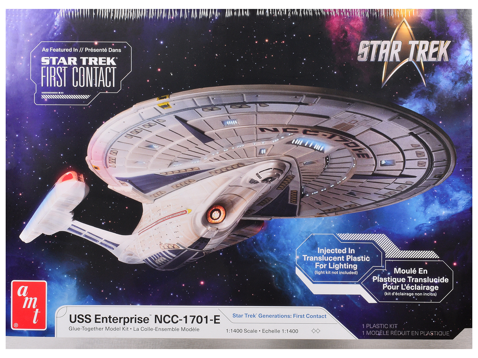 Skill 2 Model Kit U.S.S. Enterprise NCC-1701-E Space Ship "Star Trek: First Contact" (1996) Movie 1/1400 Scale Model by AMT