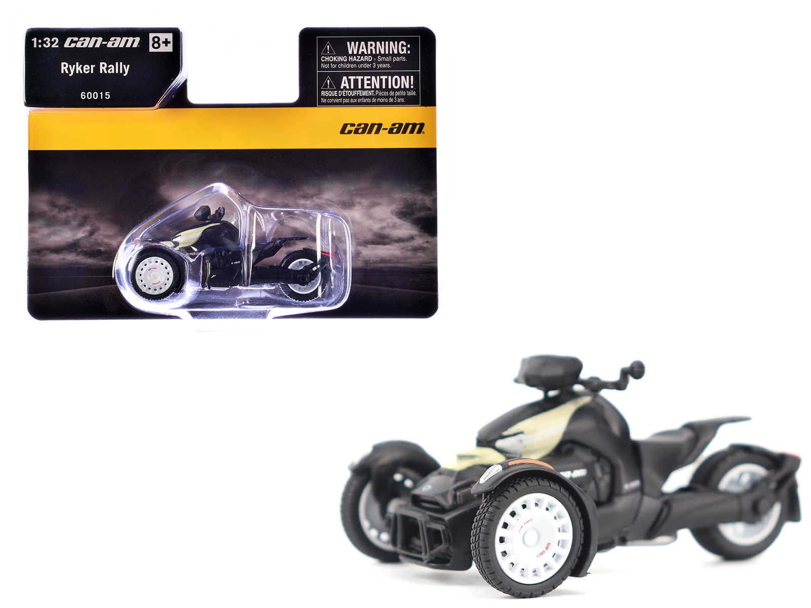 Can-Am Ryker Rally 3-Wheel Motorcycle Sand Storm and Black 1/32 Diecast Model by BRP Models
