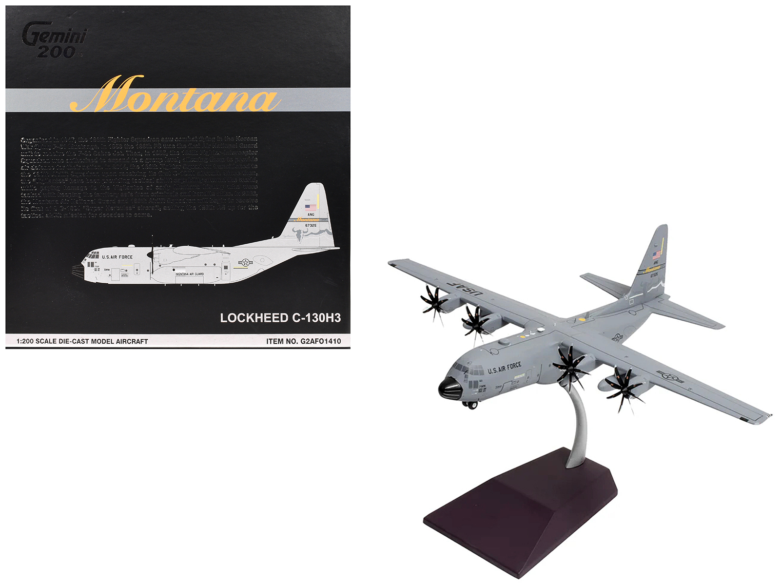 Lockheed C-130H3 Hercules Transport Aircraft "Montana Air National Guard Great Falls ANGB" United States Air Force "Gemini 200" Series 1/200 Diecast Model Airplane by GeminiJets