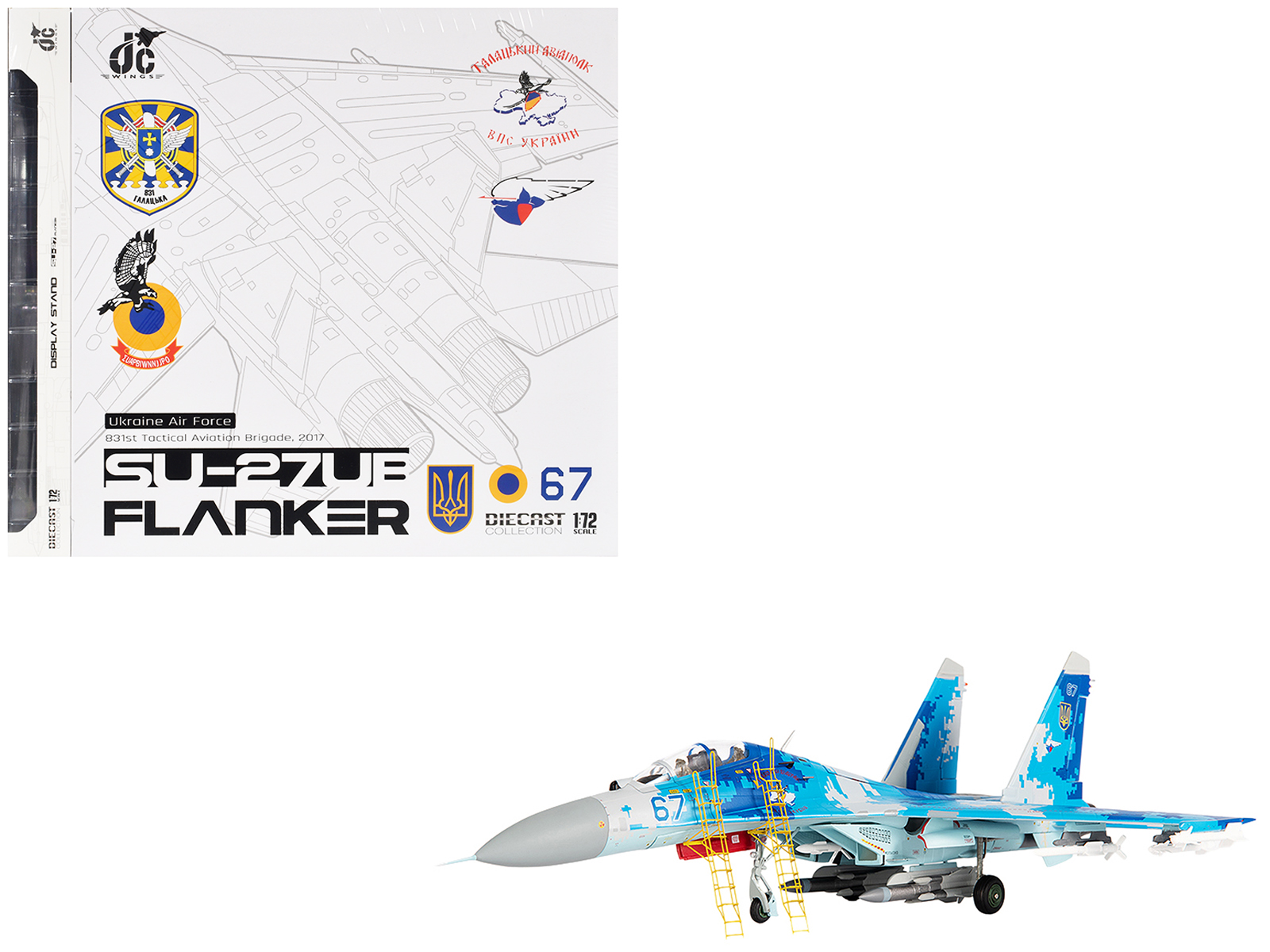 Sukhoi Su-27UB Flanker Aircraft "831st Tactical Aviation Brigade" (2017) Ukrainian Air Forces 1/72 Diecast Model by JC Wings