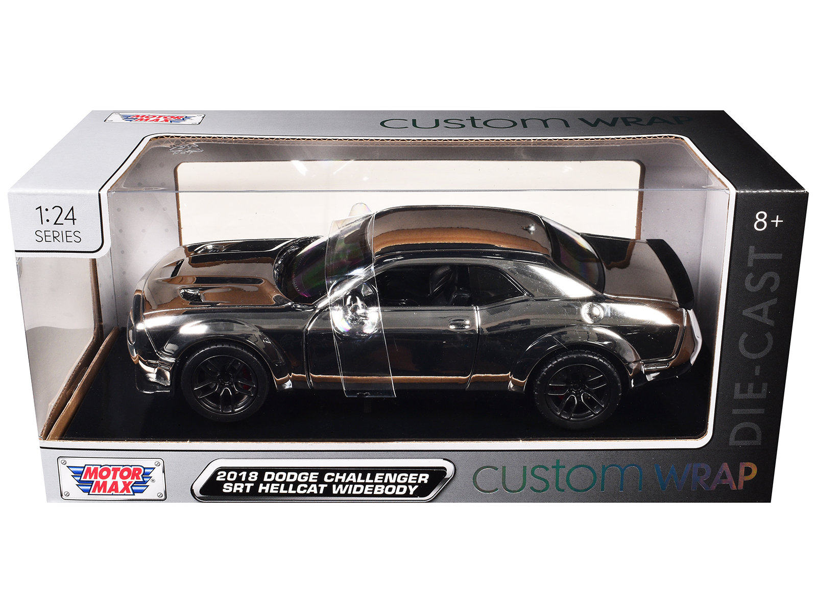 2018 Dodge Challenger SRT Hellcat Widebody Chrome "Custom Wrap" Series 1/24 Diecast Model Car by Motormax