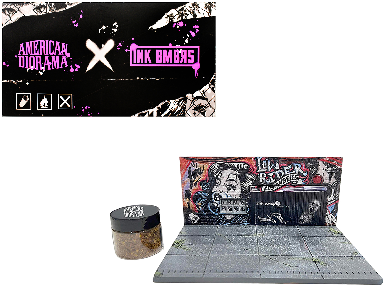 "American Diorama X INK BMBRS - LA Lowrider" Street Art Diorama for 1/64 Scale Models by American Diorama