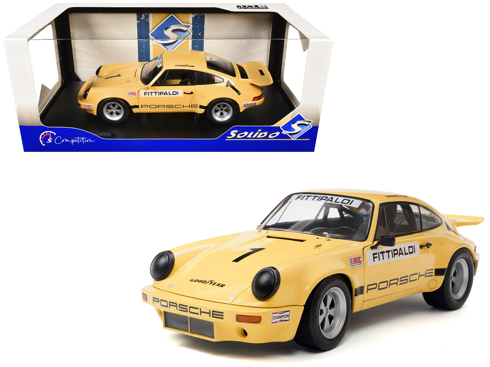Porsche 911 IROC #1 Emerson Fittipaldi "International Race of Champions" (1974) "Competition" Series 1/18 Diecast Model Car by Solido
