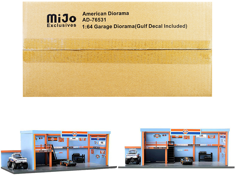 "Garage Diorama" Diorama with Decals for 1/64 Scale Models by American Diorama