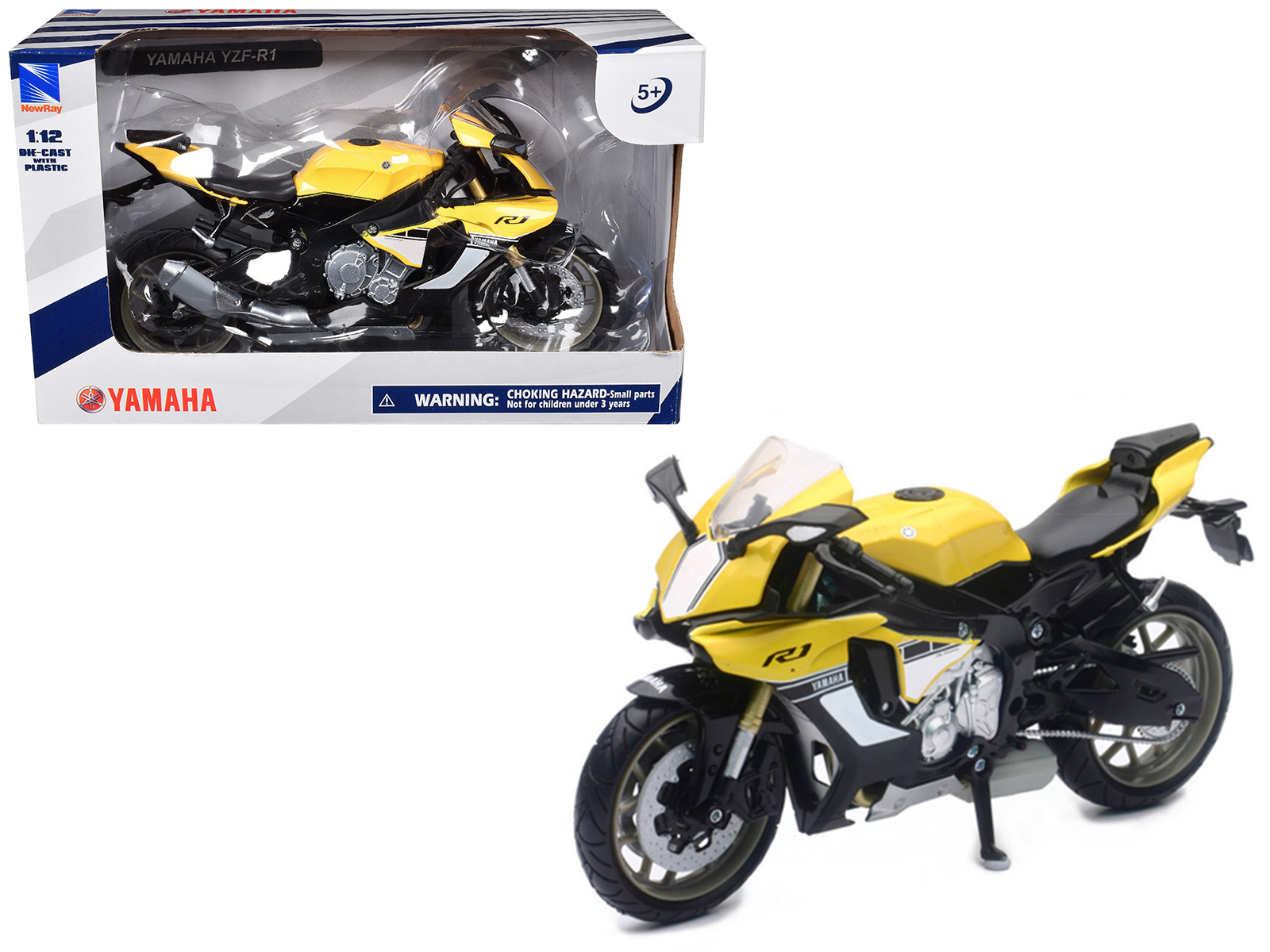 2016 Yamaha YZF-R1 Yellow Motorcycle Model 1/12 by New Ray