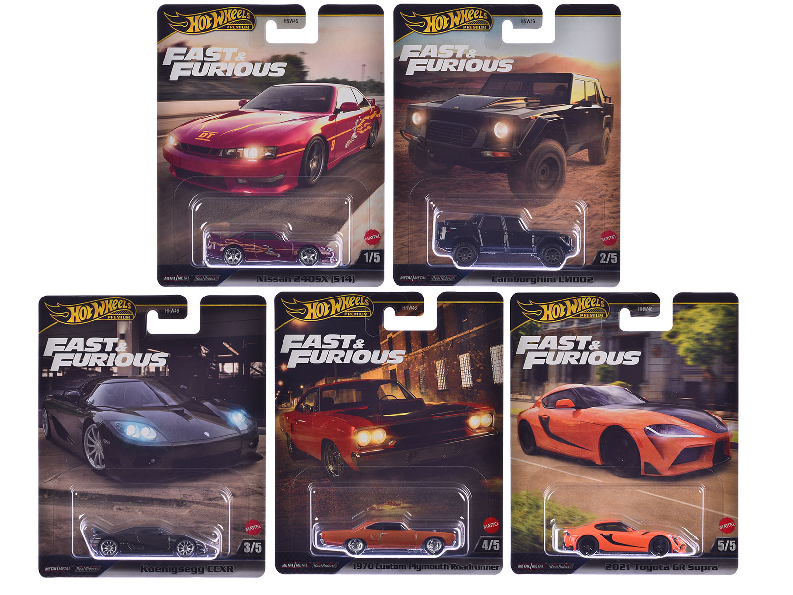 "Fast & Furious" 2025 5 piece Set L Model Cars by Hot Wheels