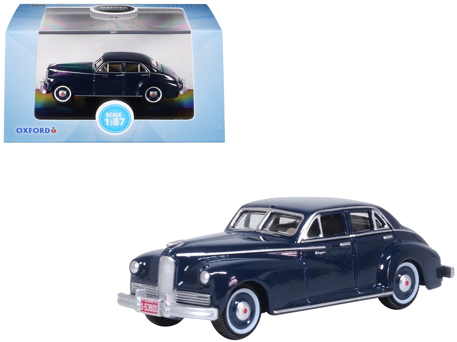 1942 Packard Clipper Touring Sedan Packard Blue 1/87 (HO) Scale Diecast Model Car by Oxford Diecast