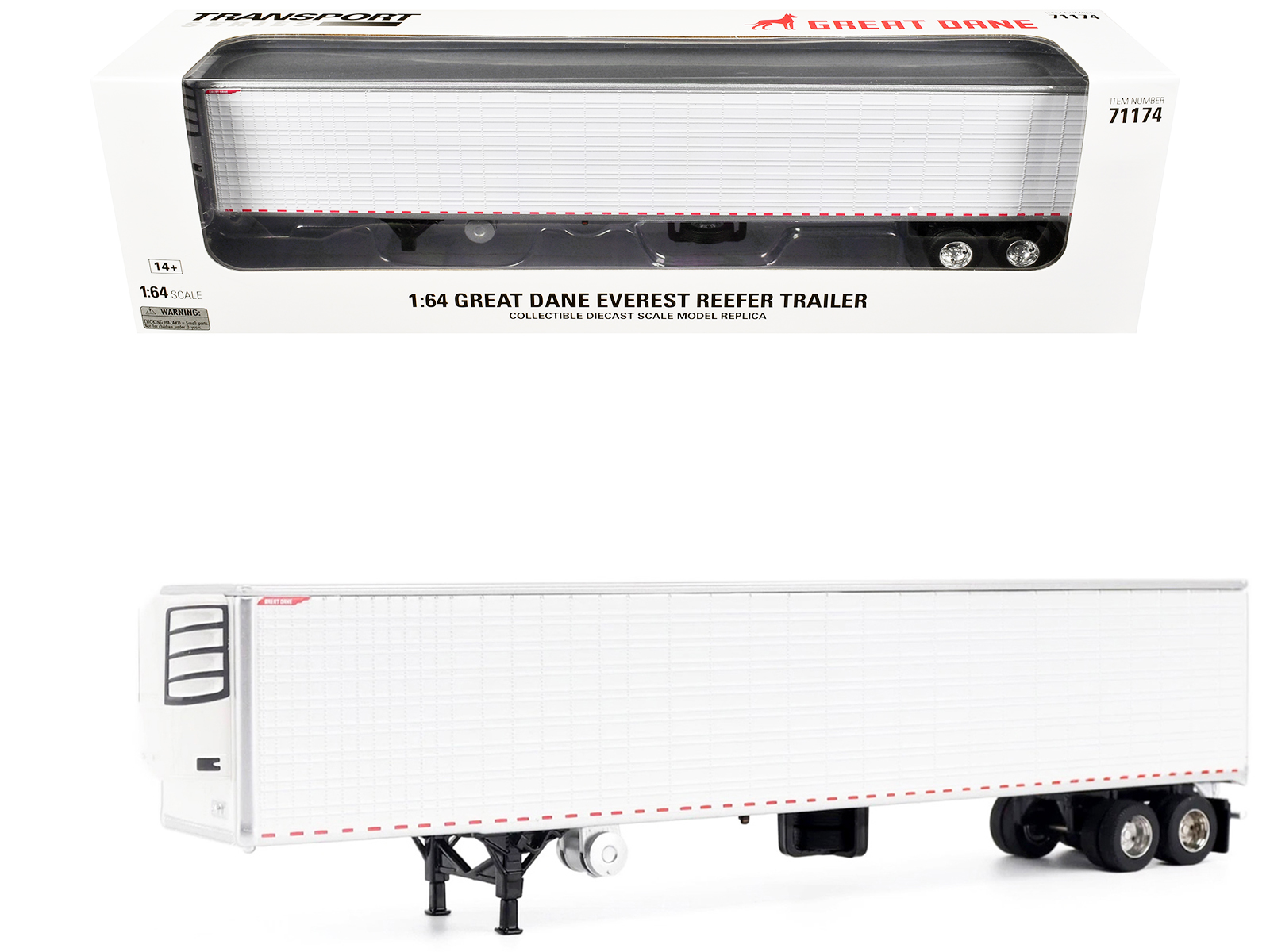 Great Dane Everest 53ft Refridgerated Trailer White "Transport Series" 1/64 Diecast Model by Diecast Masters