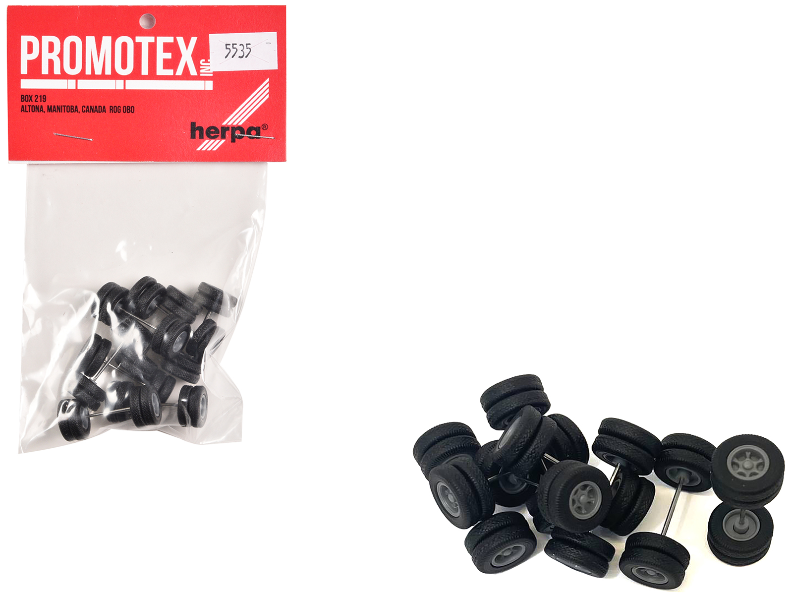 6-Spoke Rear Wheelset Set of 8 pieces 1/87 (HO) Plastic Model by Promotex
