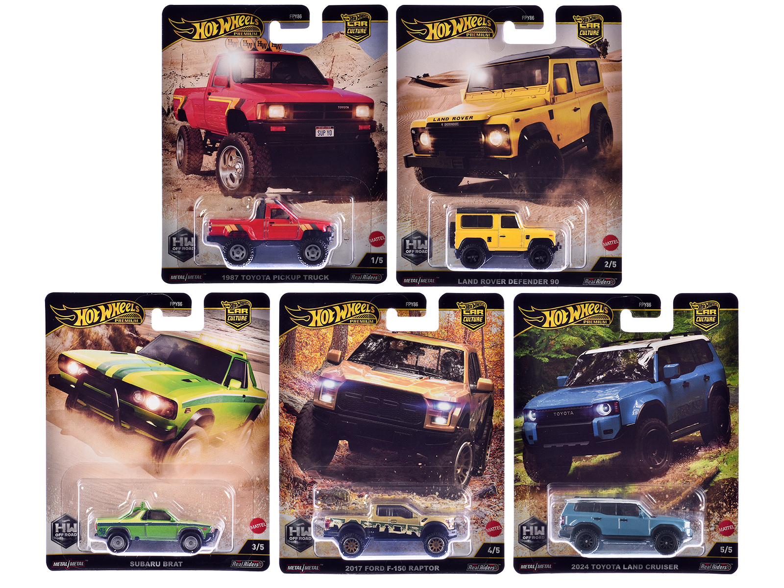 "HW Off Road" 5 piece Set "Car Culture" 2024 Series H Diecast Model Cars by Hot Wheels