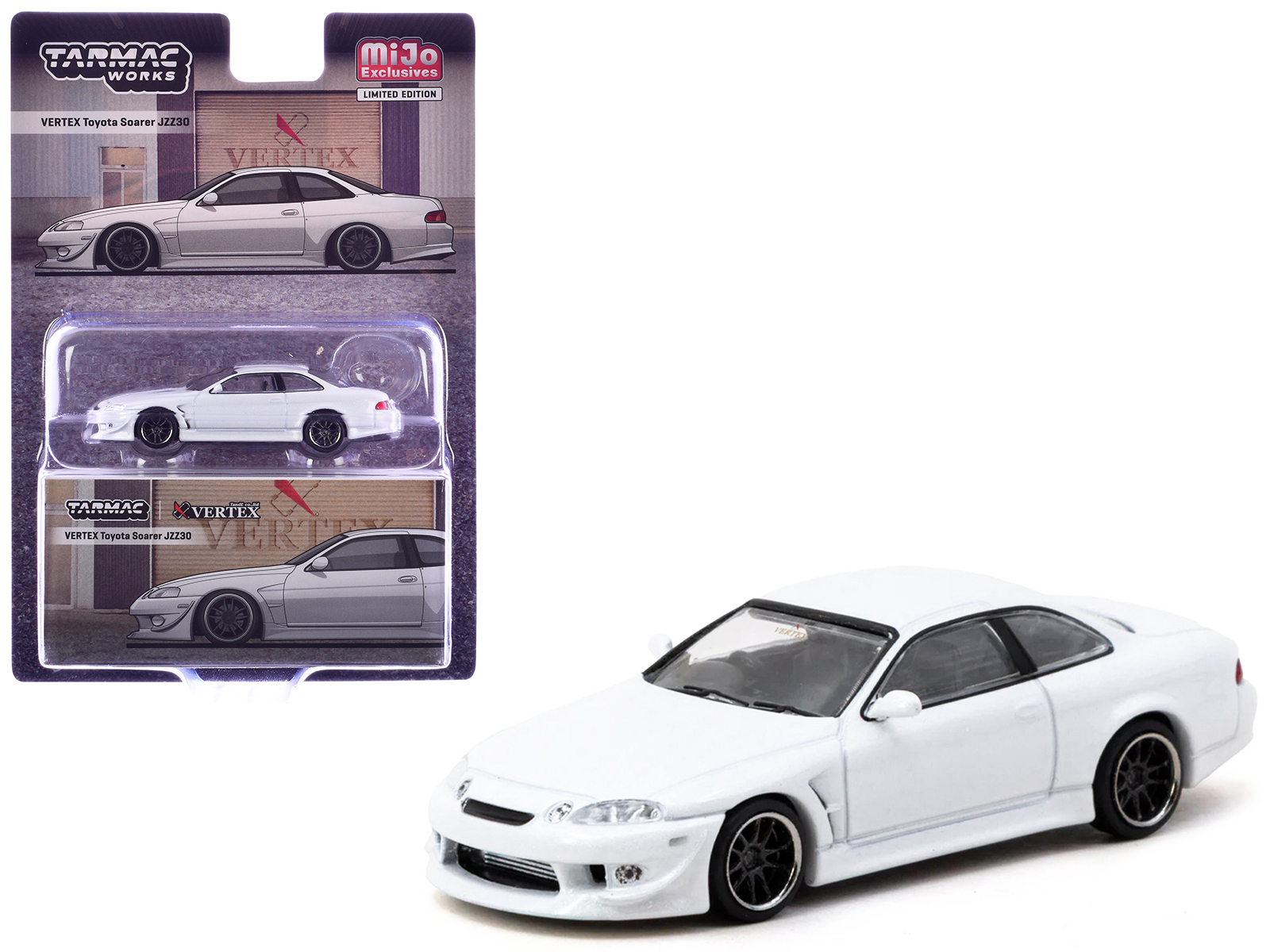 Toyota VERTEX Soarer JZZ30 RHD (Right Hand Drive) White Metallic "Global64" Series 1/64 Diecast Model Car by Tarmac Works