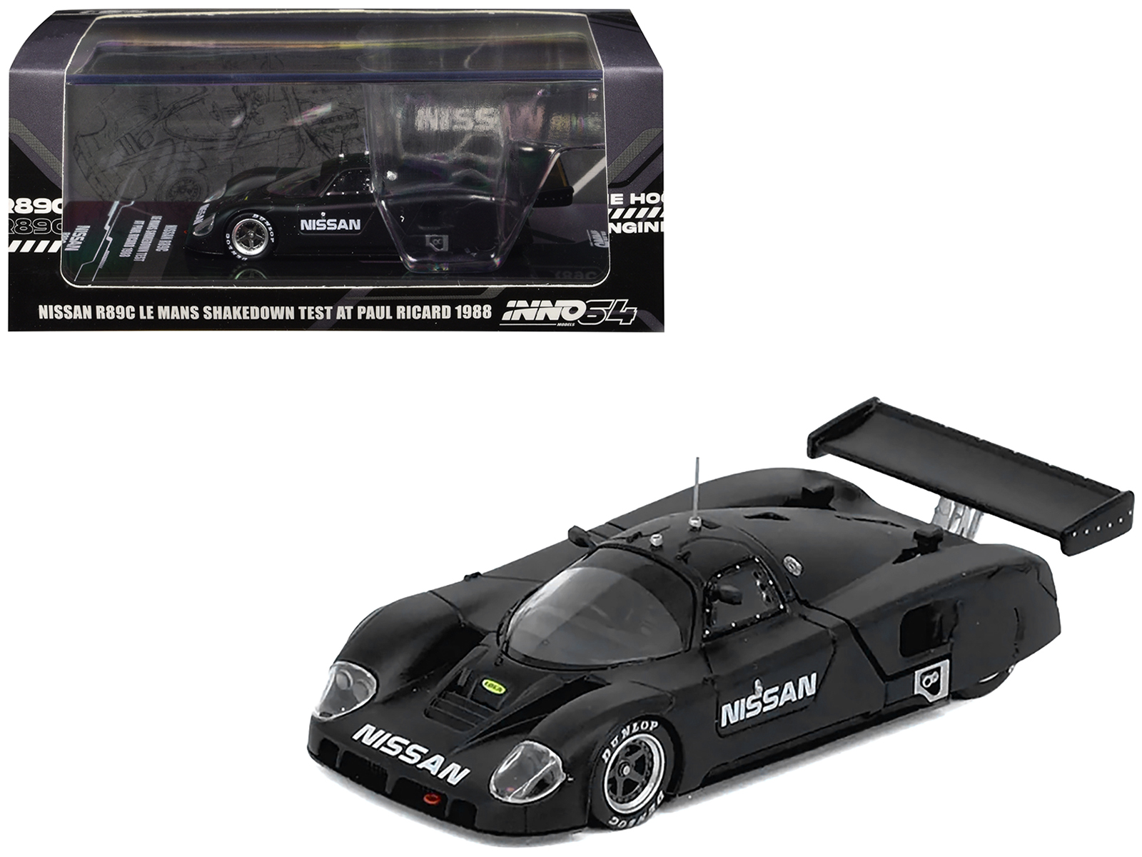 Nissan R89C Matt Black "Le Mans Shakedown Test at Paul Ricard 1988" 1/64 Diecast Model Car by Inno Models