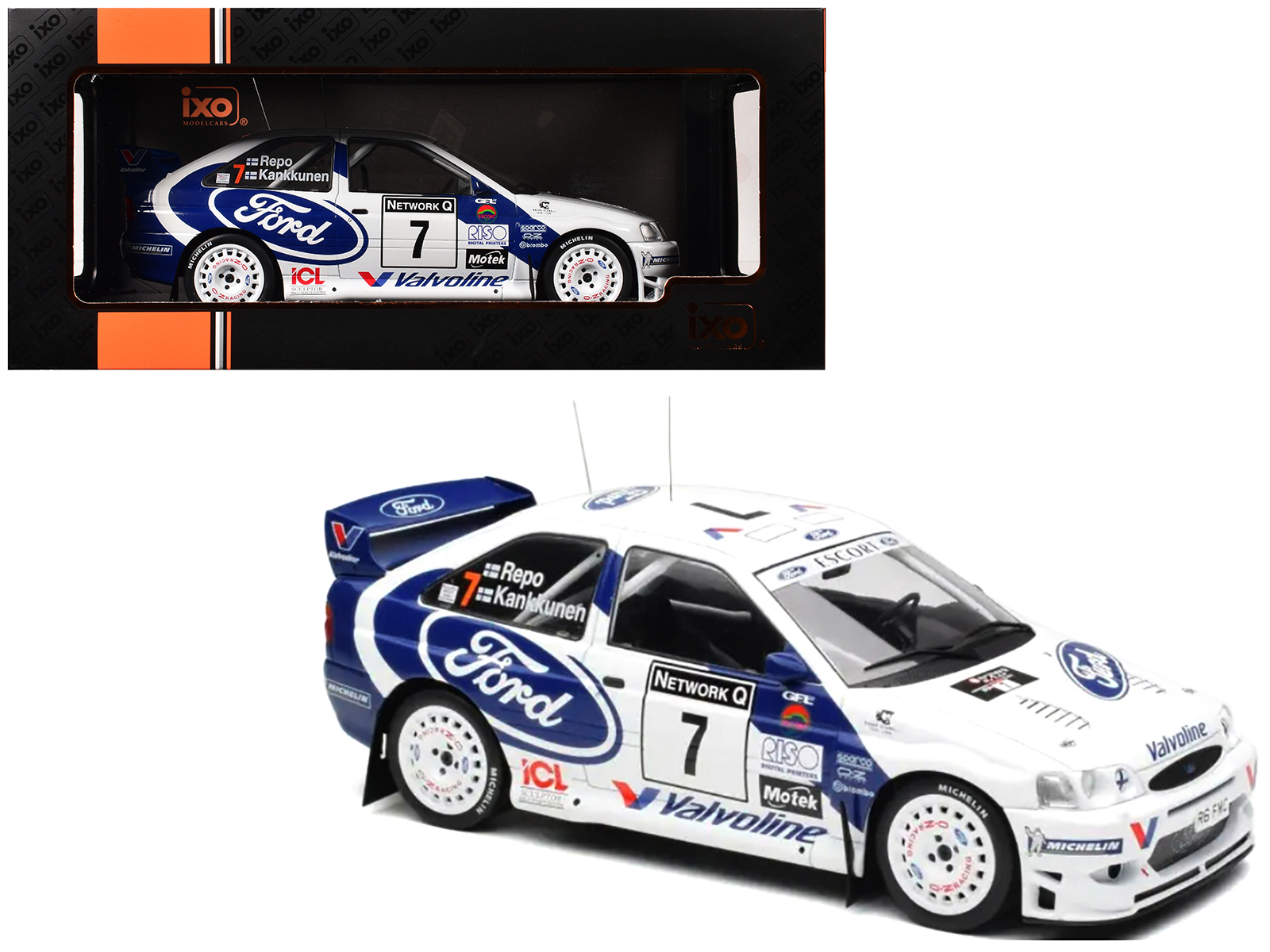 Ford Escort WRC #7 Juha Kankkunen - Juha Repo 2nd Place "RAC Rally" (1998) 1/18 Diecast Model Car by IXO Models