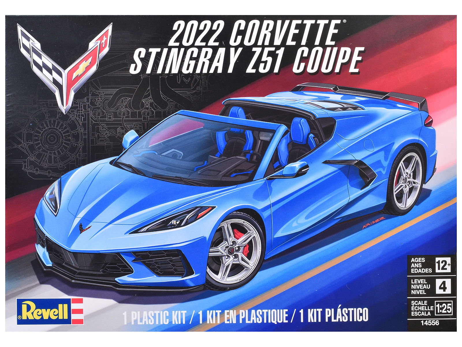 Level 4 Model Kit 2022 Chevrolet Corvette Stingray Z51 Coupe 1/25 Scale Model by Revell